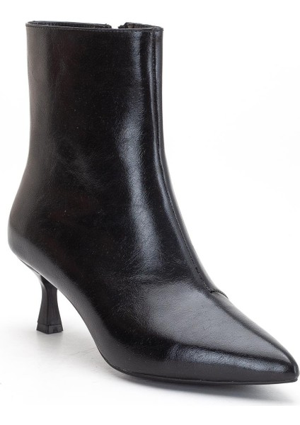 Siyah Kadın Ince Topuklu Bot Kırışık Rugan Sivri Burun fırsatları