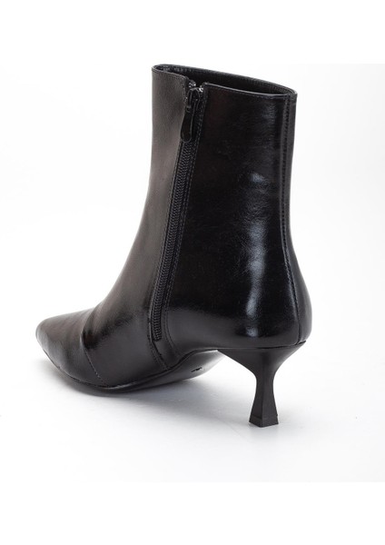 Siyah Kadın Ince Topuklu Bot Kırışık Rugan Sivri Burun indirimleri