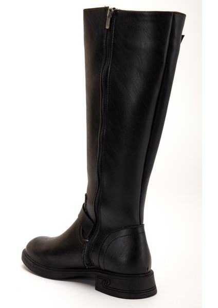 Siyah Kadın Çizme Düz Topuklu Bilek Kemerli indirimleri