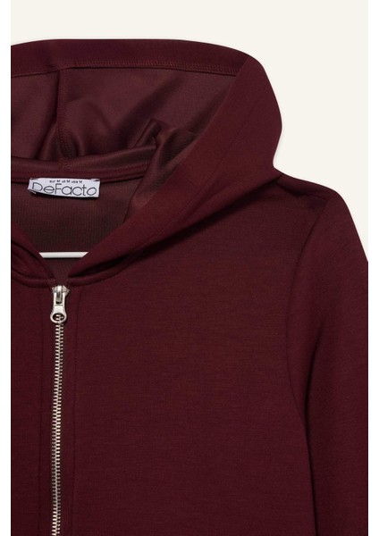 Slim Fit Dar Kesim Kapüşonlu Modal Fermuarlı Sweatshirt F7651AX25AU fırsatları