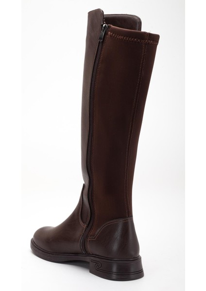 Kahverengi Kadın Çizme Düz Taban Streç Fermuarlı indirimleri