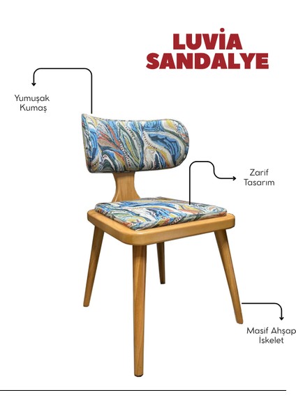 Luvia Sandalye Natural Ahşap Modern Sandalye Hafif Şık Tasarım