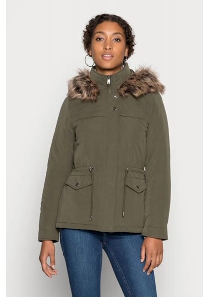 Onlnewstarline Regular Fit Yumuşak Tüy Detaylı Kapüşonlu Mont Bayan Mont 15297128