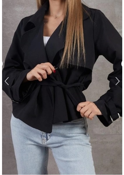 Kruvaze Yaka Tokalı Kısa Sütlü Kahve Trençkot fiyatları