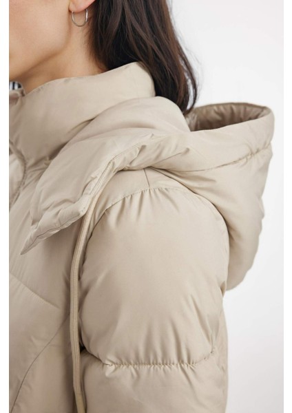 Puffer Şişme Uzun Mont Parka Su Geçirmez Regular Kalıp Çıkarılabilir Kapüşonlu