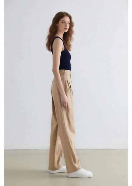 Gabardin Palazzo Pantolon Wide Leg Yüksek Bel Geniş Bol Paça E1794AX25SP modelleri