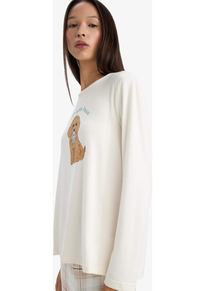 Pijama Takımı Regular Fit Baskılı Uzun Kollu Üst Kareli Uzun Alt-Fall in Love G1353AX25AU modelleri