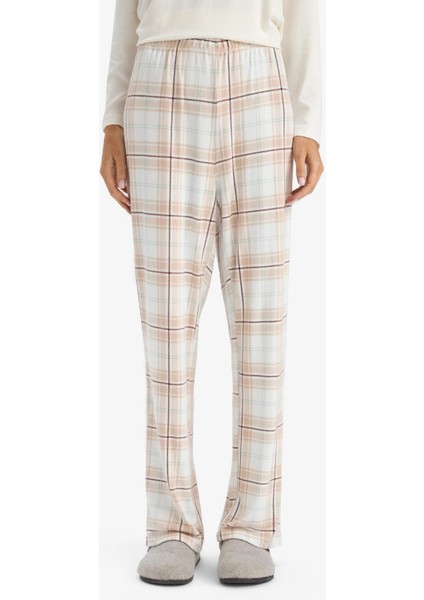 Pijama Takımı Regular Fit Baskılı Uzun Kollu Üst Kareli Uzun Alt-Fall in Love G1353AX25AU fırsatları