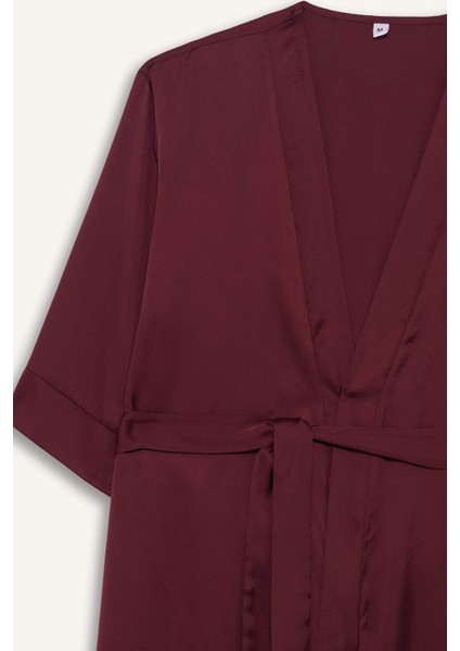 Regular Fit Wrap Yaka Saten Sabahlık-Fall in Love G1672AX25AU indirimleri