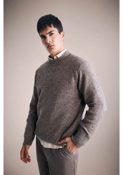 Relax Fit Bisiklet Yaka Triko Kazak E8390AX25CW