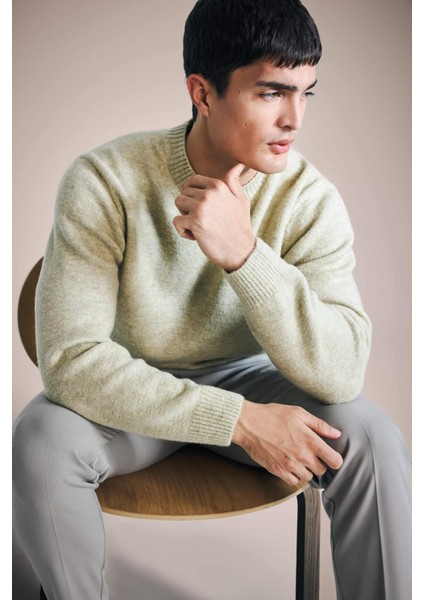 Relax Fit Bisiklet Yaka Triko Kazak E8390AX25CW