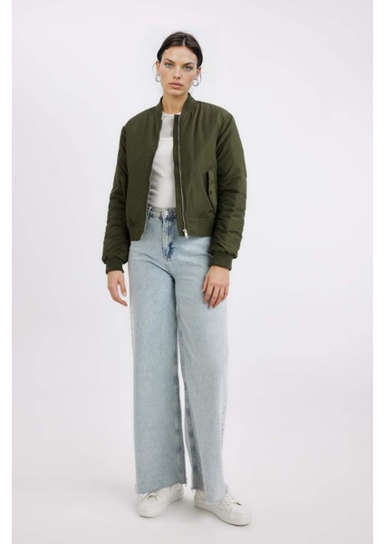 Su Geçirmez Kolej Yaka Düz Fermuarlı Cepli Bomber Ceket Mont C1616AX24AU fiyatları