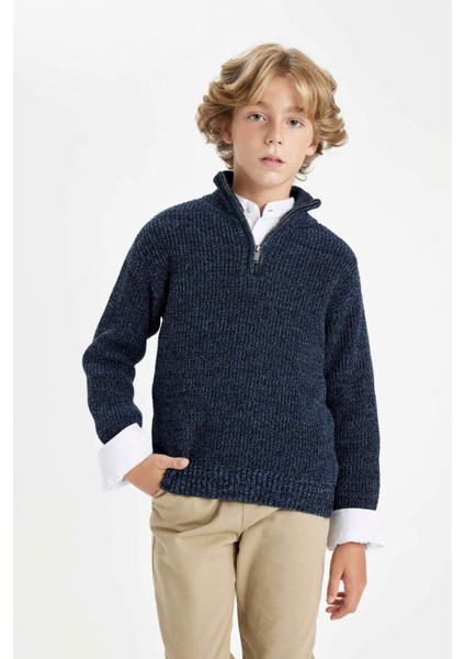 Erkek Çocuk Yarım Balıkçı Yaka Fermuarlı Triko Kazak C3111A824WN fiyatları