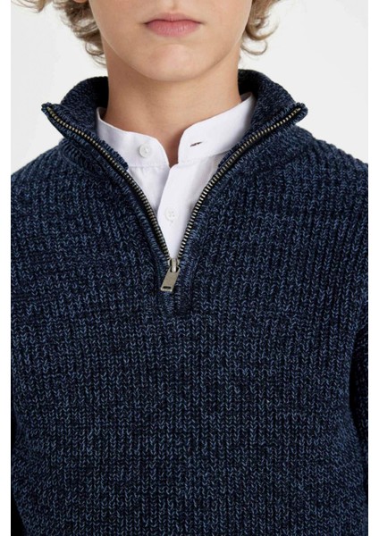 Erkek Çocuk Yarım Balıkçı Yaka Fermuarlı Triko Kazak C3111A824WN modelleri