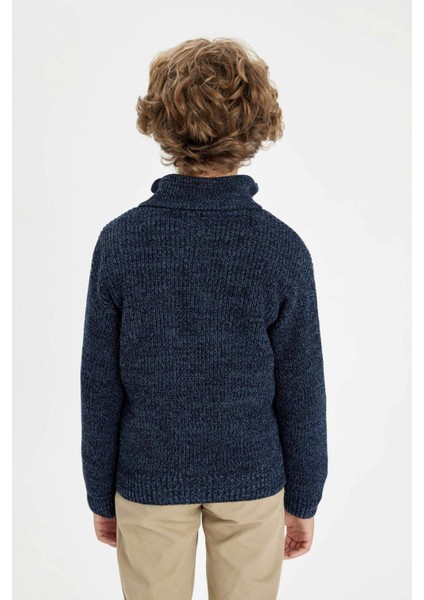 Erkek Çocuk Yarım Balıkçı Yaka Fermuarlı Triko Kazak C3111A824WN fırsatları