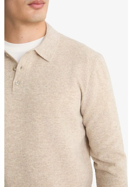 %100 Yün Standart Fit Polo Yaka Kazak F3121AX25WN fırsatları