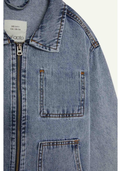 Erkek Çocuk Polo Yaka Denim Ceket F3152A825AU indirimleri