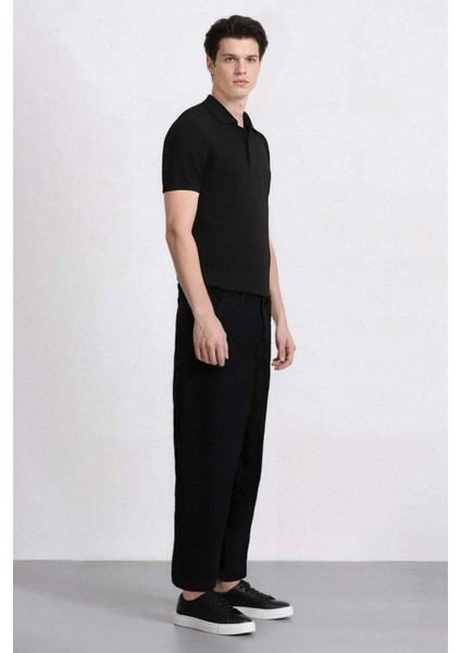 %100 Pamuk Skater Fit Geniş Kalıp Yüksek Bel Geniş Paça Siyah Jean Pantolon F3926AX25SM modelleri