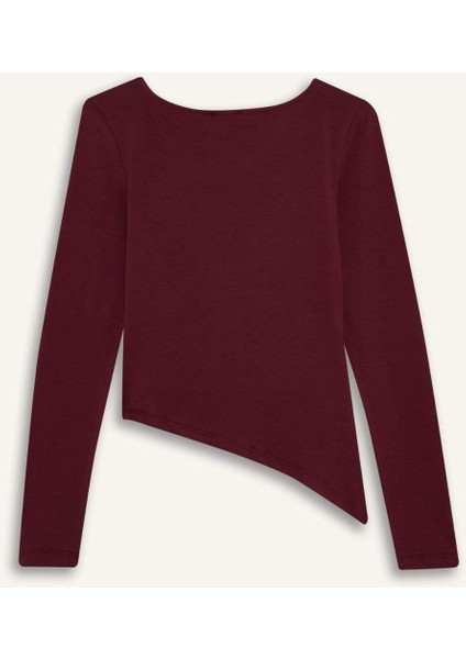 Coool Slim Fit Dar Kesim Kayık Yaka Tül Uzun Kollu Tişört fırsatları