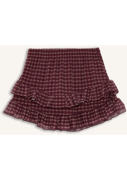 Kareli Normal Bel Penye Astar Tül Mini Etek G3014AX25WN modelleri