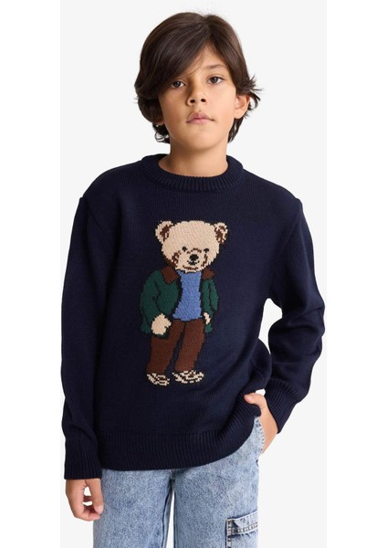 Erkek Çocuk Bisiklet Yaka Ayıcık Baskılı Triko Kazak G3077A825WN fiyatları