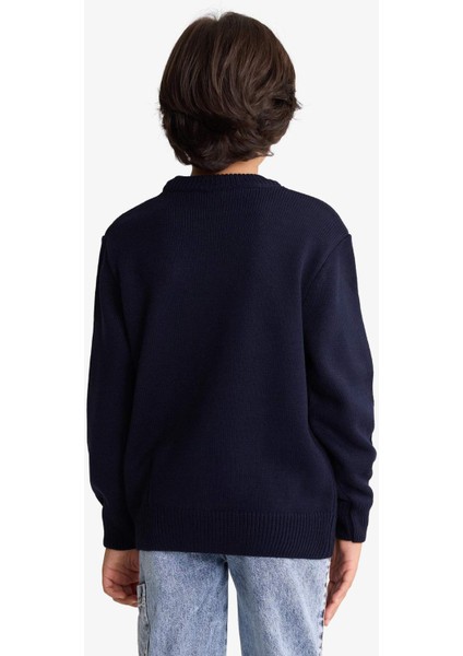 Erkek Çocuk Bisiklet Yaka Ayıcık Baskılı Triko Kazak G3077A825WN fırsatları