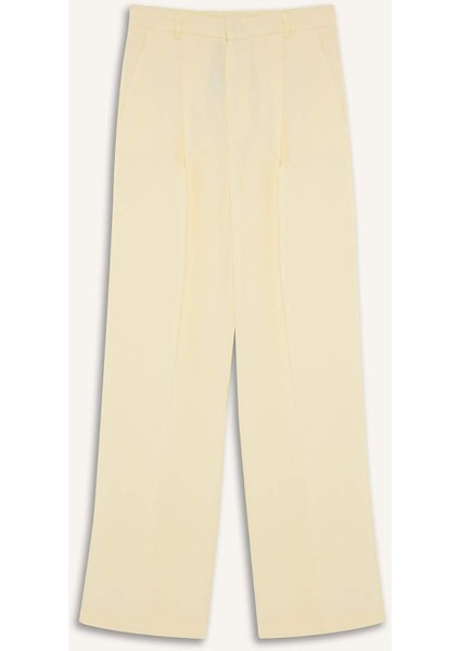 Straight Fit Keten Kumaş Palazzo Pantolon Yüksek Bel Uzun Boy F0112AX25SM fırsatları