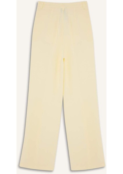 Straight Fit Keten Kumaş Palazzo Pantolon Yüksek Bel Uzun Boy F0112AX25SM