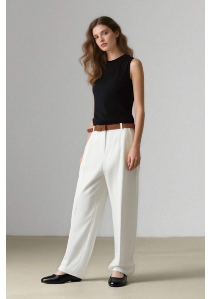 Carrot Fit Gabardin Kumaş Pantolon Kemerli Yüksek Bel Kısa Paça D2732AX25SP fiyatları