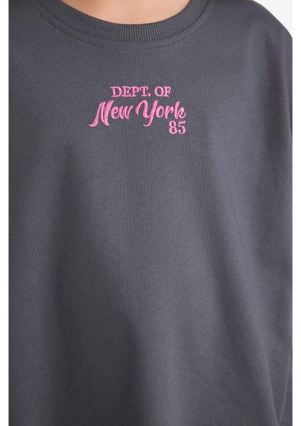 Kız Çocuk 2'li Takım Kısa Kollu Baskılı Tişört Beli Lastikli Uzun Alt F5035A825AU fırsatları