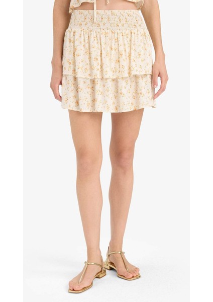 A Kesim Çiçekli Normal Bel Krinkıl Viskon Mini Etek F5130AX25SM modelleri