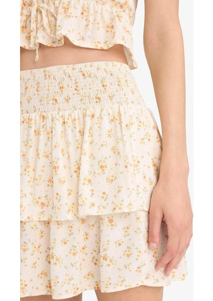 A Kesim Çiçekli Normal Bel Krinkıl Viskon Mini Etek F5130AX25SM fırsatları