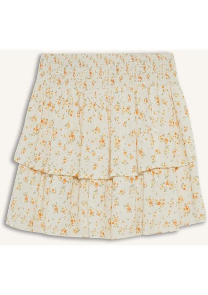 A Kesim Çiçekli Normal Bel Krinkıl Viskon Mini Etek F5130AX25SM