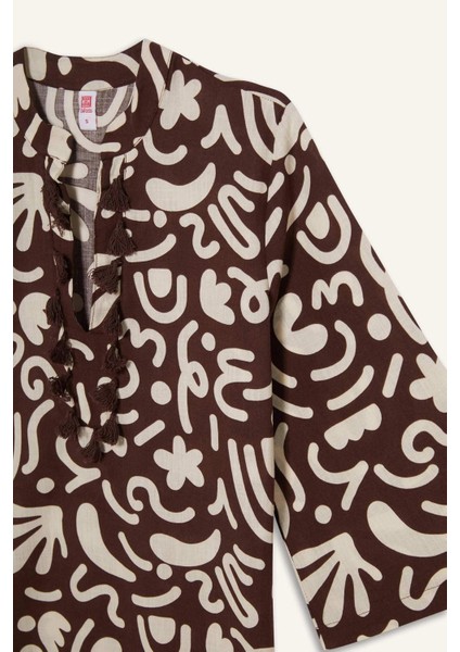 Regular Fit Desenli Pamuklu Midi Plaj Elbisesi E5099AX25SP fırsatları