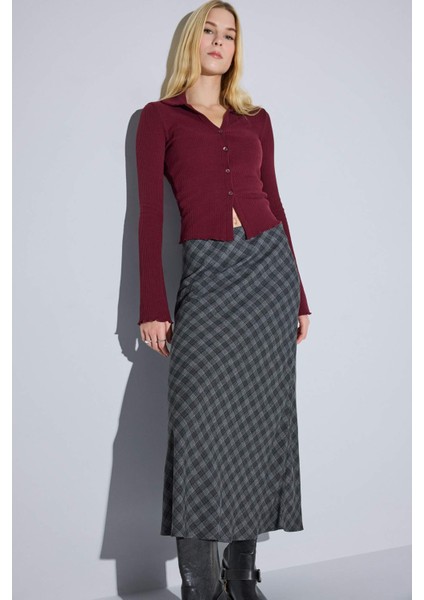 A Form Kareli Yüksek Bel Viskon Midi Etek G5213AX25WN