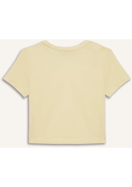 Fitted Bisiklet Yaka Basic Düz Kısa Kollu Tişört Z8790AZ25SM fırsatları