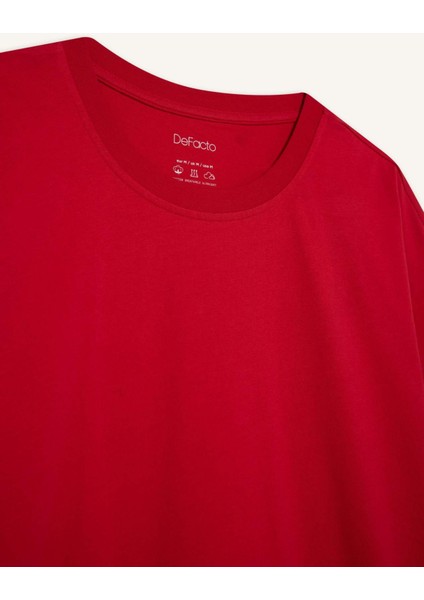 %100 Pamuk Boxy Fit Bisiklet Yaka Basic Düz Kısa Kollu Tişört D6070AX25SP indirimleri