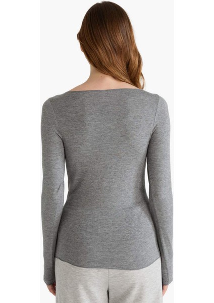 Modal Kaşmir Yumuşak Dokulu Kayık Yaka Uzun Kollu Üst-Fall in Love F2264AX25AU fırsatları