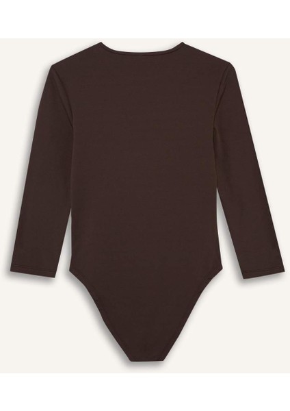 Regular Fit Bisiklet Yaka Basic Düz Yarım Kollu Çıtçıtlı Body D6915AX25AU