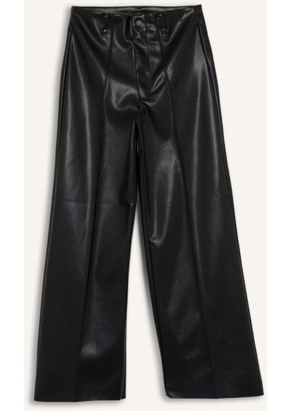 Wide Leg Fermuarlı Uzun Deri Pantolon G0140AX25AU modelleri
