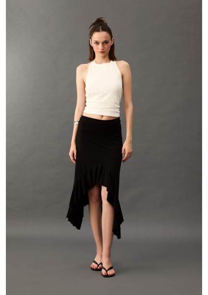 Beli Lastikli Asimetrik Midi Etek G0386AX25SM