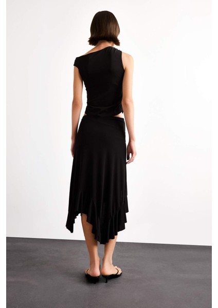 Beli Lastikli Asimetrik Midi Etek G0386AX25SM indirimleri