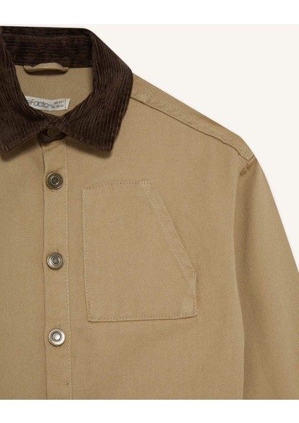 Erkek Çocuk Oversize Geniş Kalıp Polo Yaka Gabardin Uzun Kollu Okul Gömleği F2482A825AU modelleri