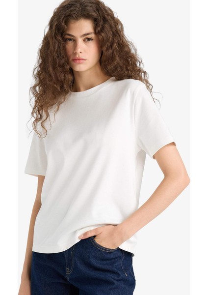 Regular Fit Bisiklet Yaka Kısa Kollu Tişört D7579AX25AU fiyatları