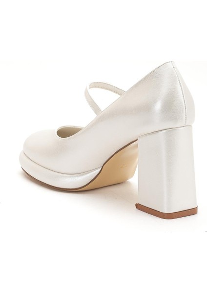 Kadın Kalın Platform Topuklu Ayakkabı Sedef Suni Deri Baretli indirimleri