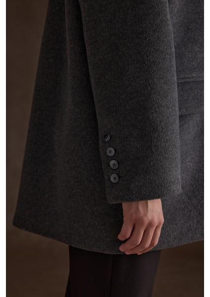 Oversize Fit Kalın Ceket