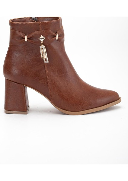 Taba Kadın Kalın Topuklu Bot Küpe Taşlı Suni Deri modelleri