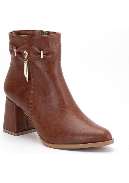 Taba Kadın Kalın Topuklu Bot Küpe Taşlı Suni Deri fırsatları