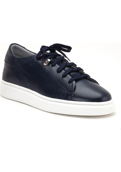 Hakiki Deri Erkek Casual Ayakkabı Lacivert Düz Taban Bağlı fırsatları