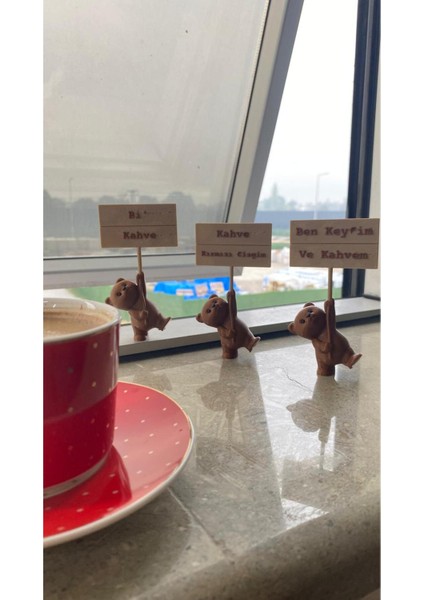 Sevimli Ayıcıklar- Kahve Temalı Ayıcık Figürlü Masa Dekoru – Esprili Yazılı Mini Süs Objeleri fiyatları